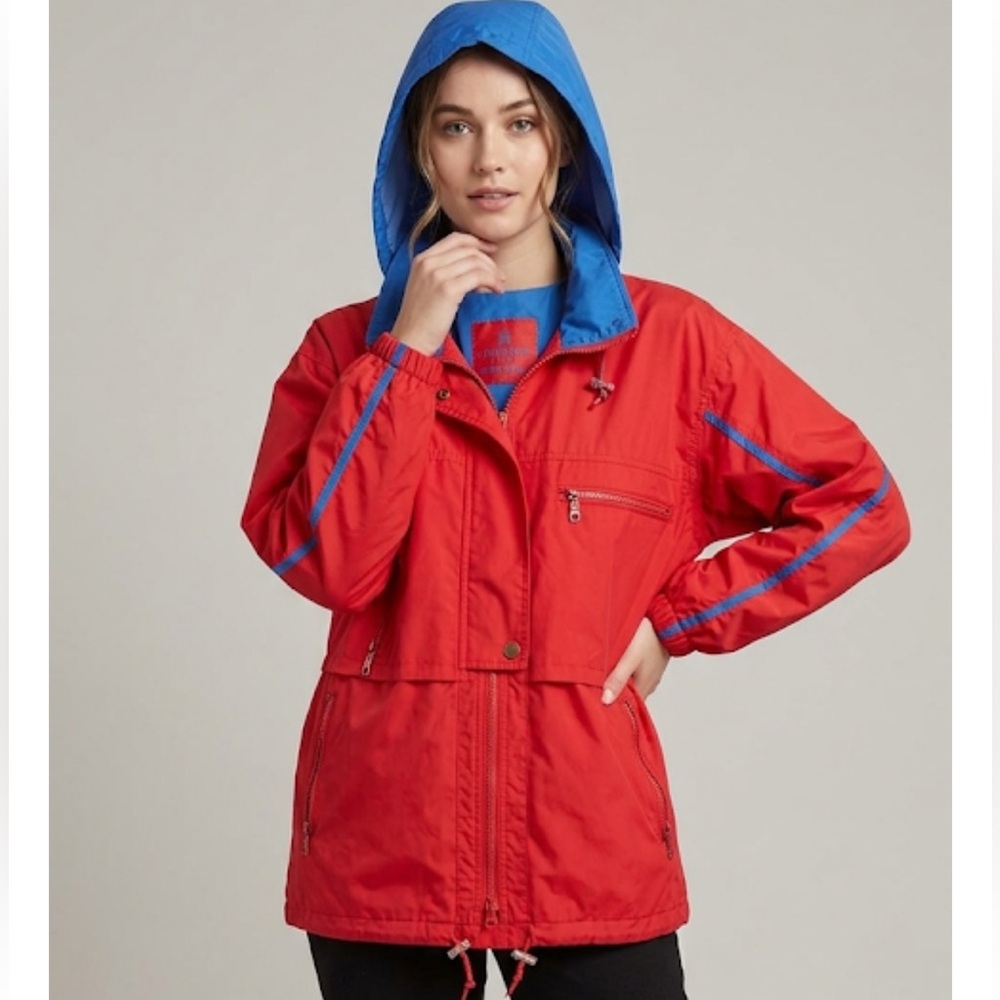 London Fog Vintage Red and Blue Rain Coat